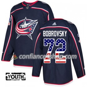 Adidas Maillot de Hockey Blue Jackets Sergei Bobrovsky 72 2017-2018 Bleu Marine USA Flag Fashion Authentic - Enfant